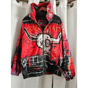 Jean-Michel Basquiat Members Only Jacket XL Red Black Graffiti Art Design